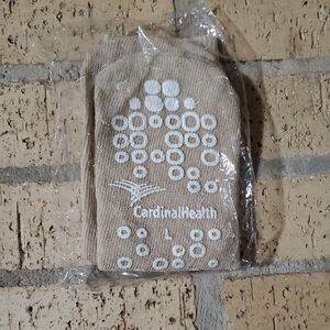 Cardinal Health Non-Slip Tan Socks with White Grips